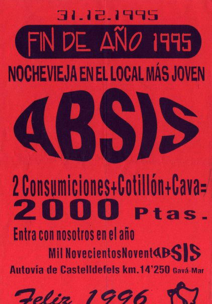 Flyer de la discoteca 'Absis' de Gav Mar (Cap d'any de 1995)